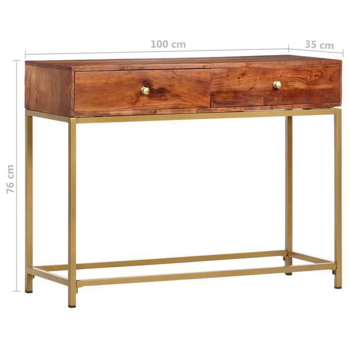 Table console 100x35x76 cm Bois d'acacia massif - Photo n°9