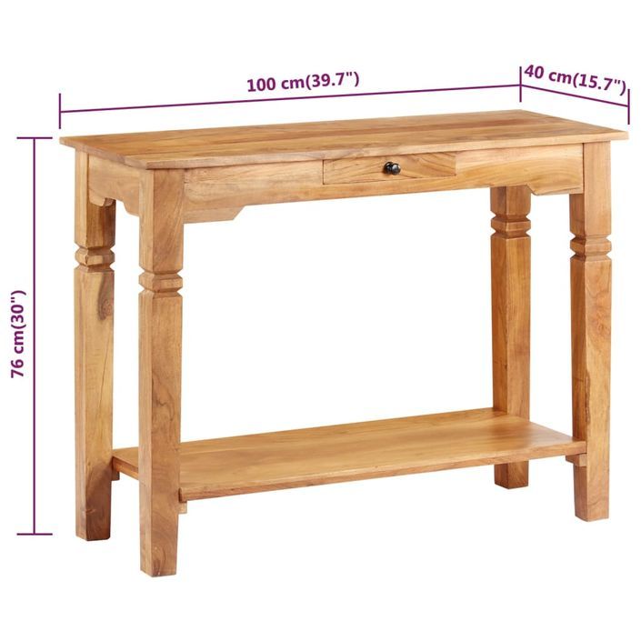 Table console 100x40x76 cm Bois d'acacia massif - Photo n°8