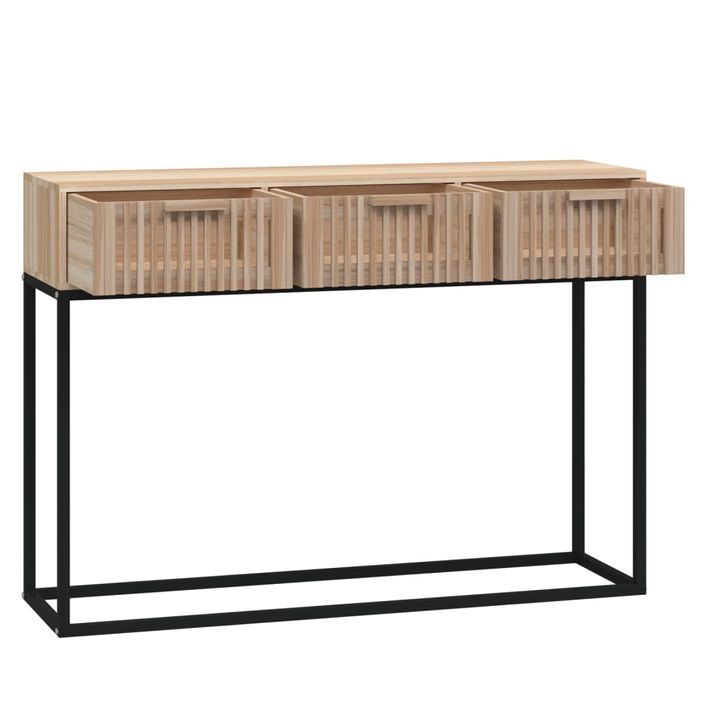 Table console 105x30x75 cm bois d'ingénierie et fer - Photo n°5
