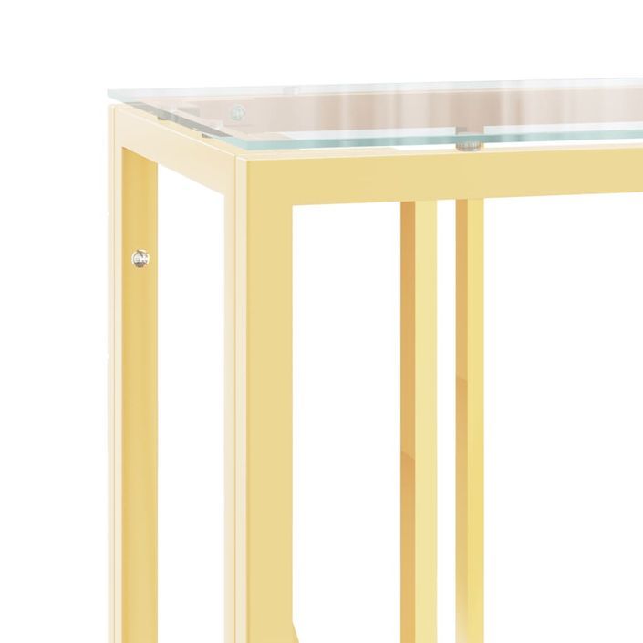Table console 110x30x70 cm acier inoxydable et verre - Photo n°5