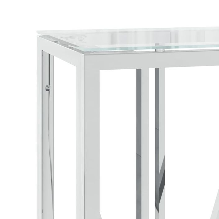 Table console 110x30x70 cm acier inoxydable et verre - Photo n°5