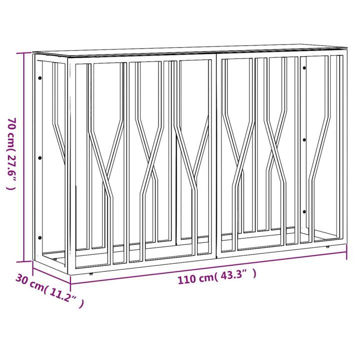 Table console 110x30x70 cm acier inoxydable et verre - Photo n°6