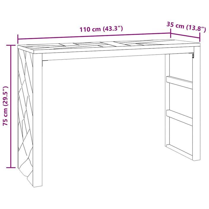 Table console 110x35x75 cm bois massif d'acacia - Photo n°9