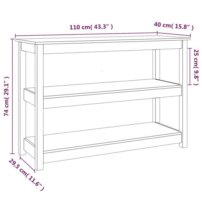 Table console 110x40x74 cm Bois massif de pin - Photo n°8