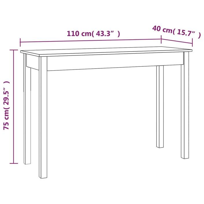 Table console 110x40x75 cm Bois massif de pin - Photo n°8