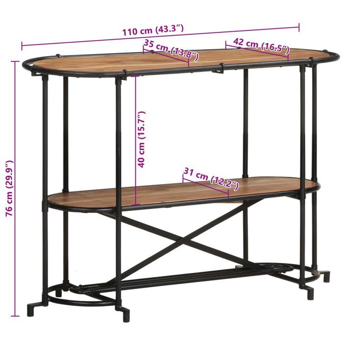 Table console 110x42x76 cm bois massif d'acacia - Photo n°12