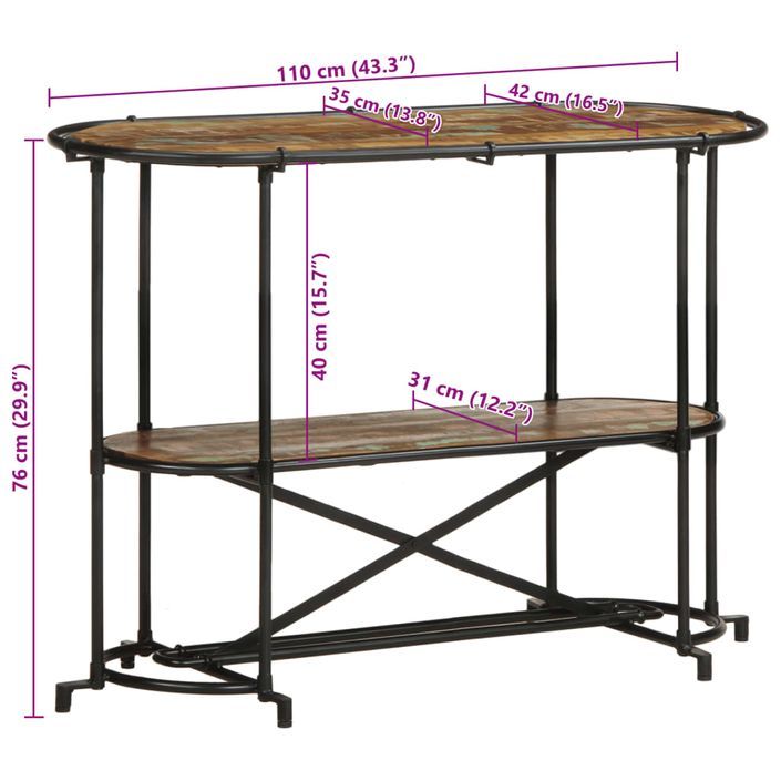 Table console 110x42x76 cm bois massif de récupération - Photo n°12