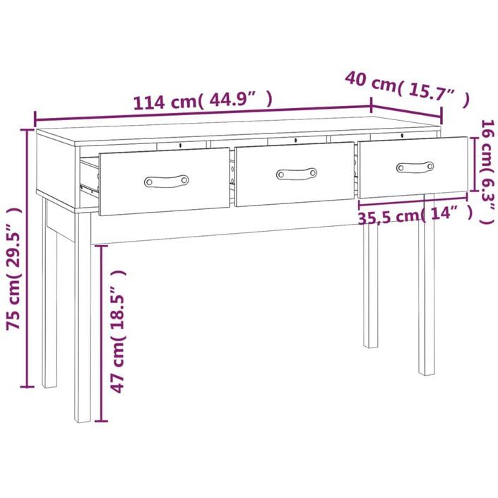 Table console 114x40x75 cm Bois massif de pin - Photo n°9