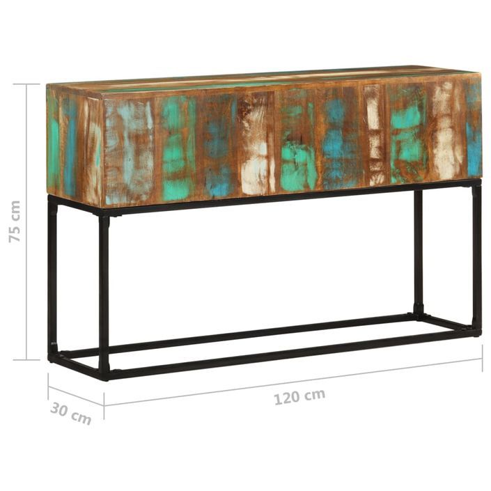 Table console 120x30x75 cm Bois de récupération massif - Photo n°7