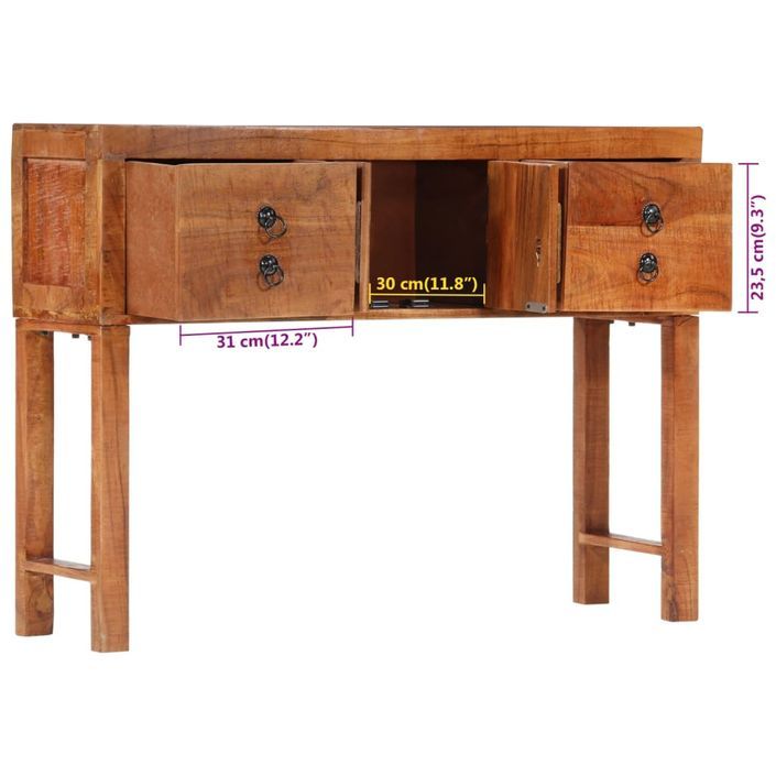 Table console 120x32x80 cm bois massif d'acacia - Photo n°10