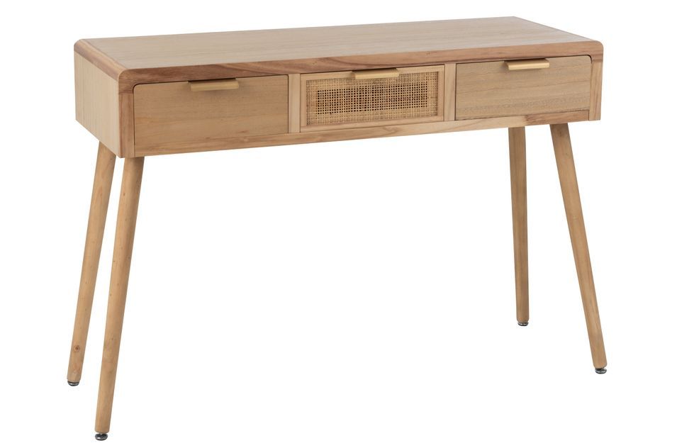 Table console 3 tiroirs bois naturel Joella L 117.5 cm - Photo n°1