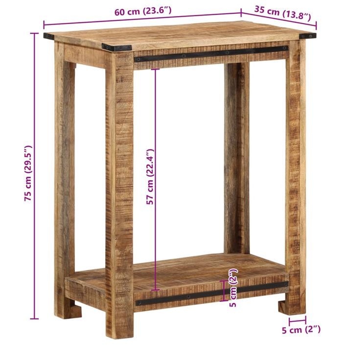 Table console 60x35x75 cm bois massif de manguier - Photo n°9