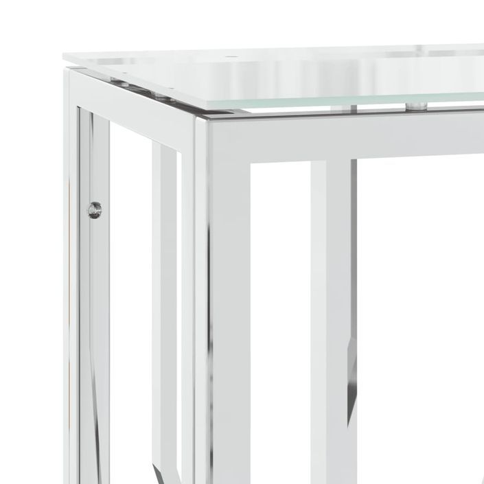 Table console 70x30x70 cm acier inoxydable et verre - Photo n°5