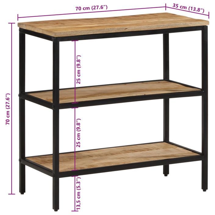 Table console 70x35x70 cm bois de manguier massif brut - Photo n°9