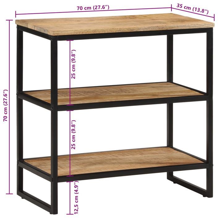 Table console 70x35x70 cm bois de manguier massif brut - Photo n°9