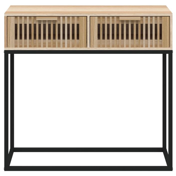 Table console 80x30x75 cm bois d'ingénierie et fer - Photo n°4