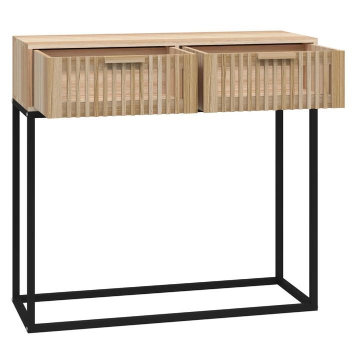 Table console 80x30x75 cm bois d'ingénierie et fer - Photo n°5