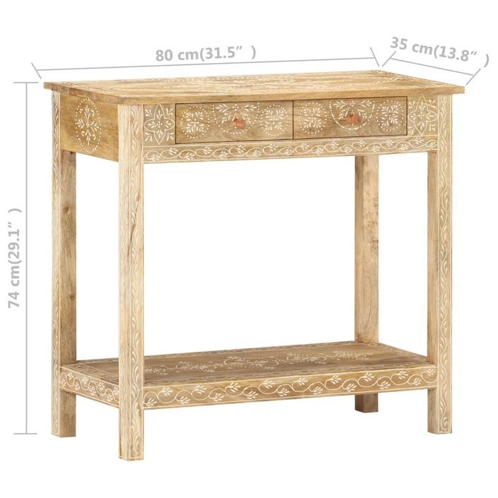 Table console 80x35x74 cm Bois de manguier massif - Photo n°8