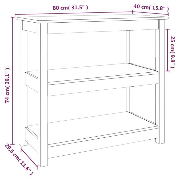 Table console 80x40x74 cm Bois massif de pin - Photo n°8