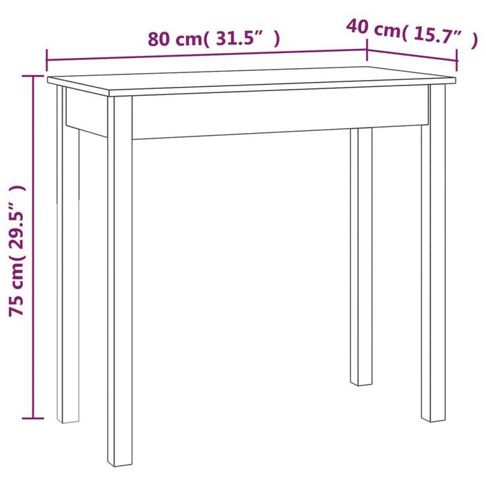 Table console 80x40x75 cm Bois massif de pin - Photo n°8