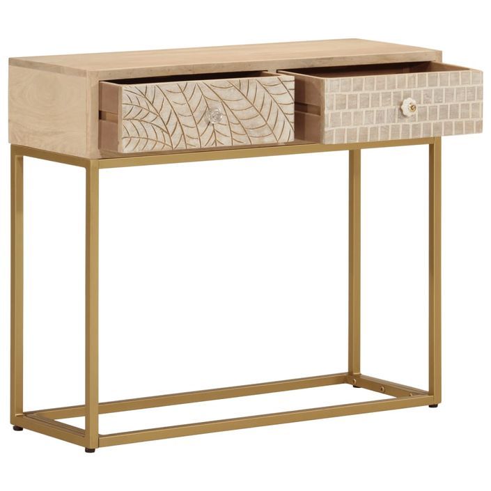 Table console 90x30x76 cm bois massif de manguier et fer - Photo n°2