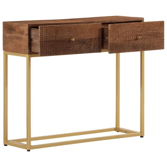 Table console 90x30x76 cm bois massif de manguier et fer - Photo n°2