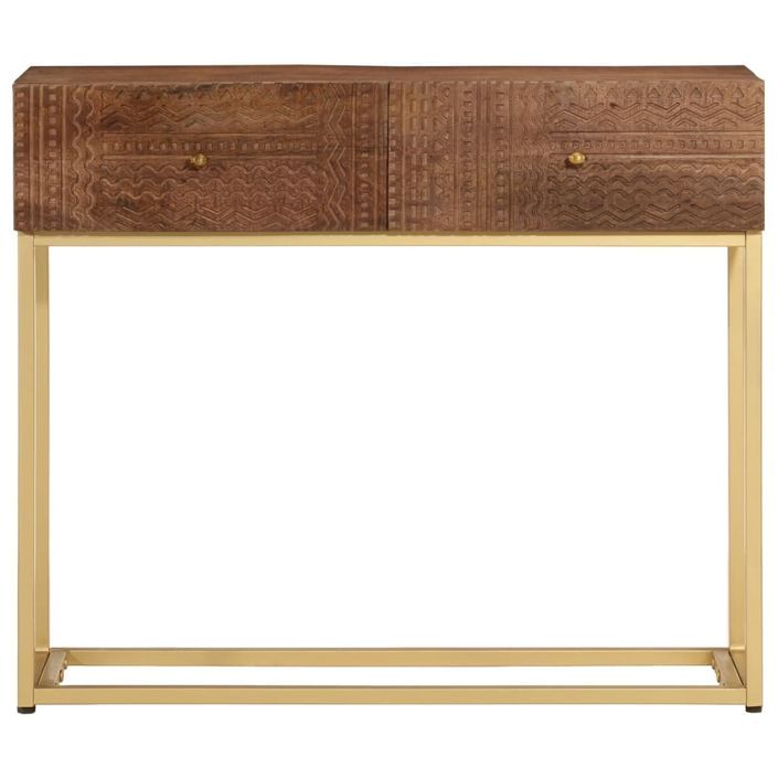 Table console 90x30x76 cm bois massif de manguier et fer - Photo n°3