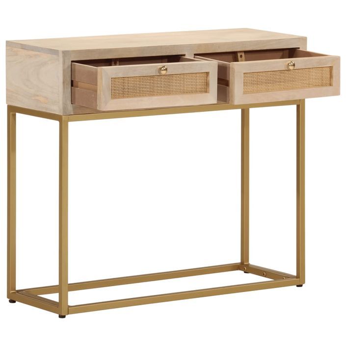 Table console 90x30x76 cm bois massif de manguier et fer - Photo n°2