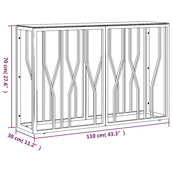 Table console argenté 110x30x70 cm acier inoxydable et verre - Photo n°6