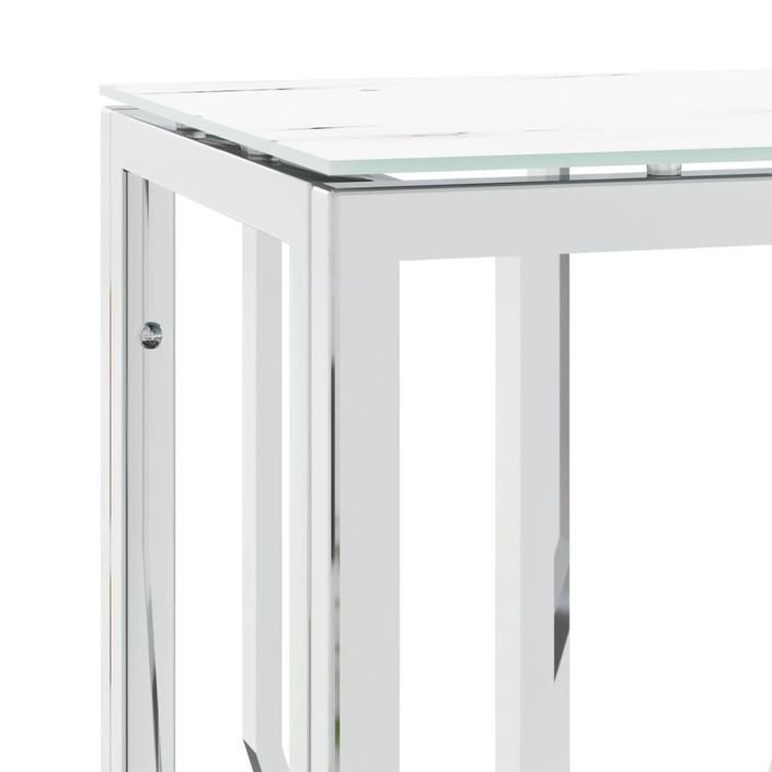 Table console argenté 70x30x70 cm acier inoxydable et verre - Photo n°5