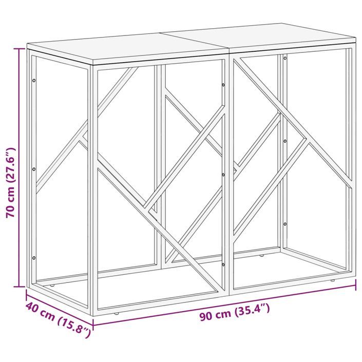 Table console argenté acier inoxydable/bois massif récupération - Photo n°9