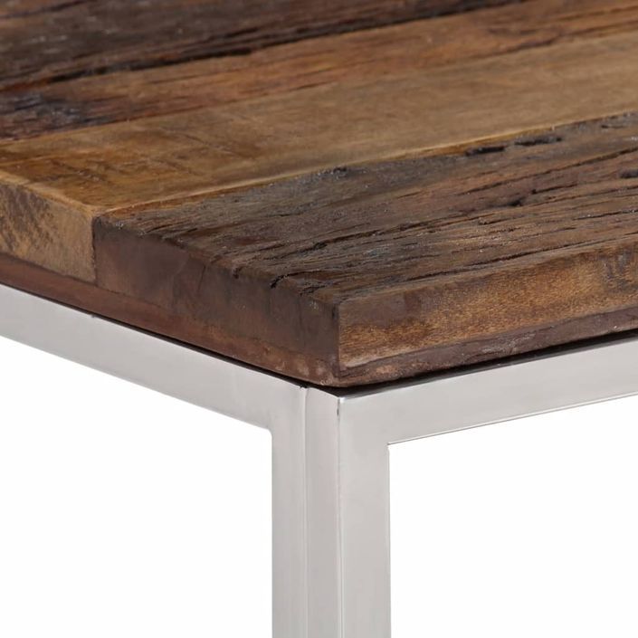 Table console argenté acier inoxydable et bois de mélèze massif - Photo n°4