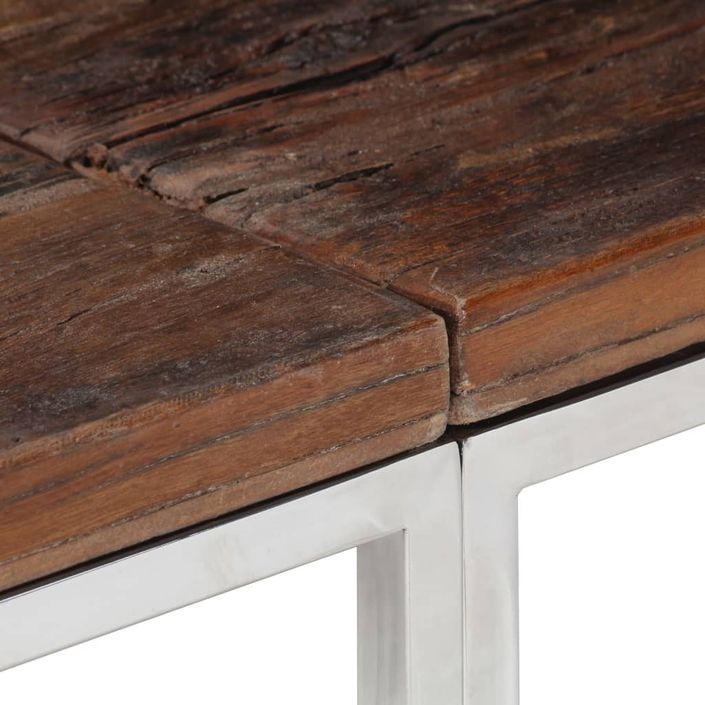 Table console argenté acier inoxydable et bois de mélèze massif - Photo n°5