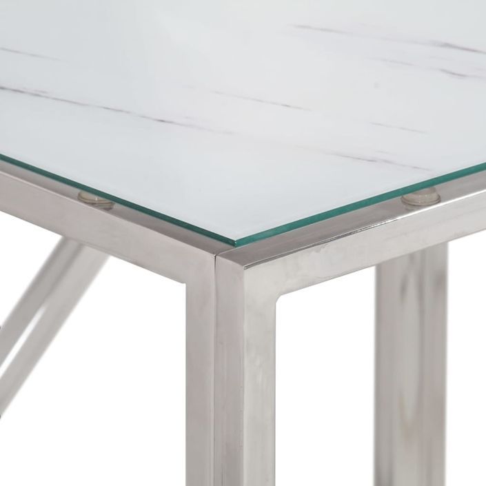 Table console argenté acier inoxydable et verre trempé - Photo n°4