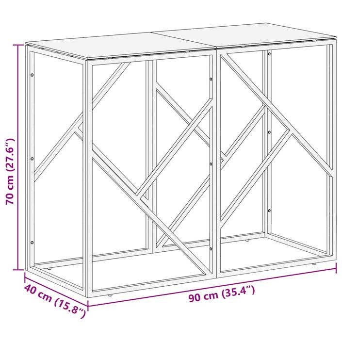 Table console argenté acier inoxydable et verre trempé - Photo n°9