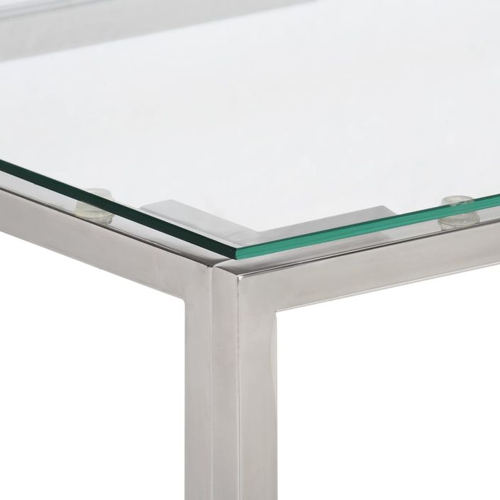 Table console argenté acier inoxydable et verre trempé - Photo n°4