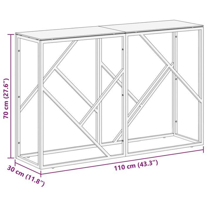 Table console argenté acier inoxydable et verre trempé - Photo n°9