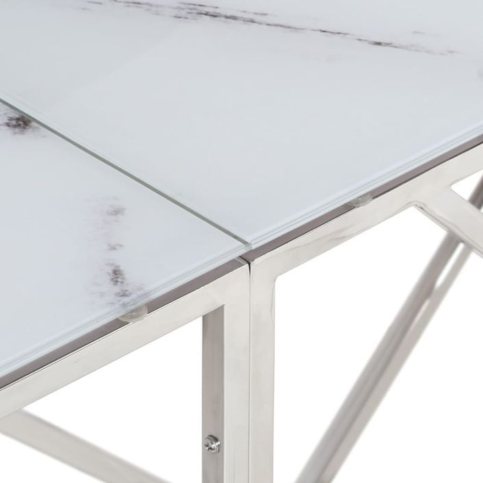 Table console argenté acier inoxydable et verre trempé - Photo n°5