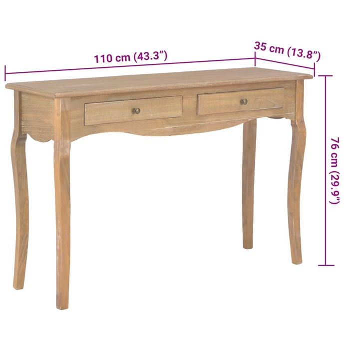 Table console avec 2 tiroirs 110x35x76 cm bois d'ingénierie - Photo n°8