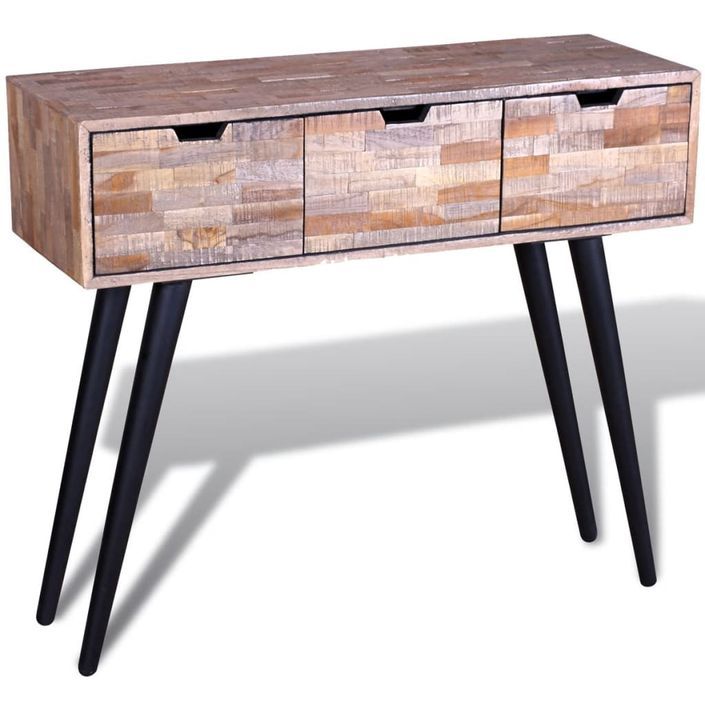 Table console avec 3 tiroirs Bois de teck recyclé - Photo n°5