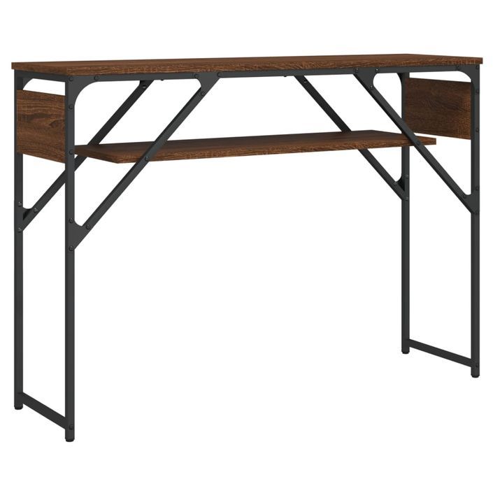 Table console avec étagère chêne marron 105x30x75 cm - Photo n°1