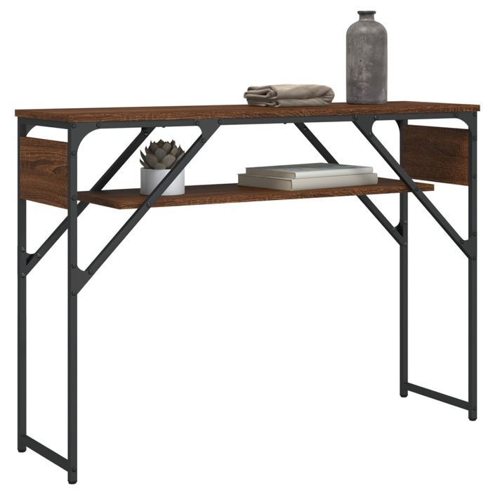 Table console avec étagère chêne marron 105x30x75 cm - Photo n°3