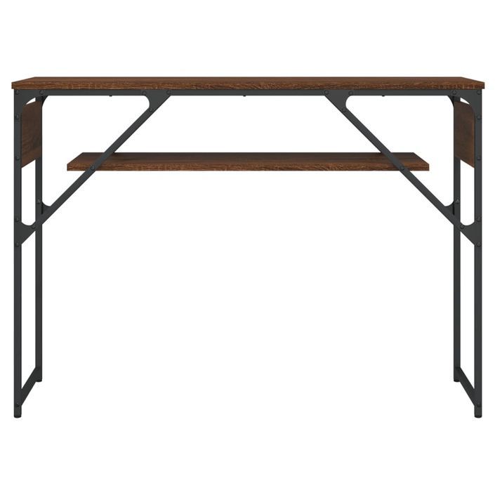 Table console avec étagère chêne marron 105x30x75 cm - Photo n°4