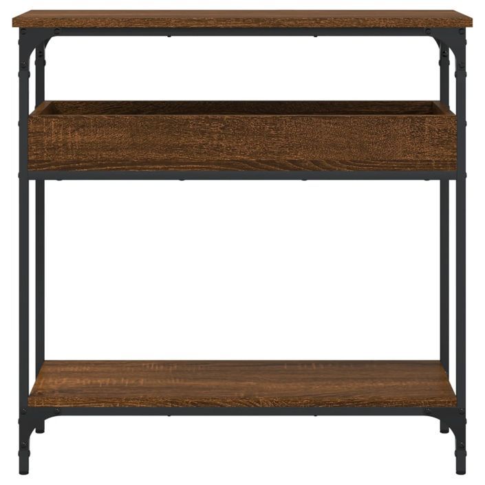 Table console avec étagère chêne marron 75x29x75 cm - Photo n°4