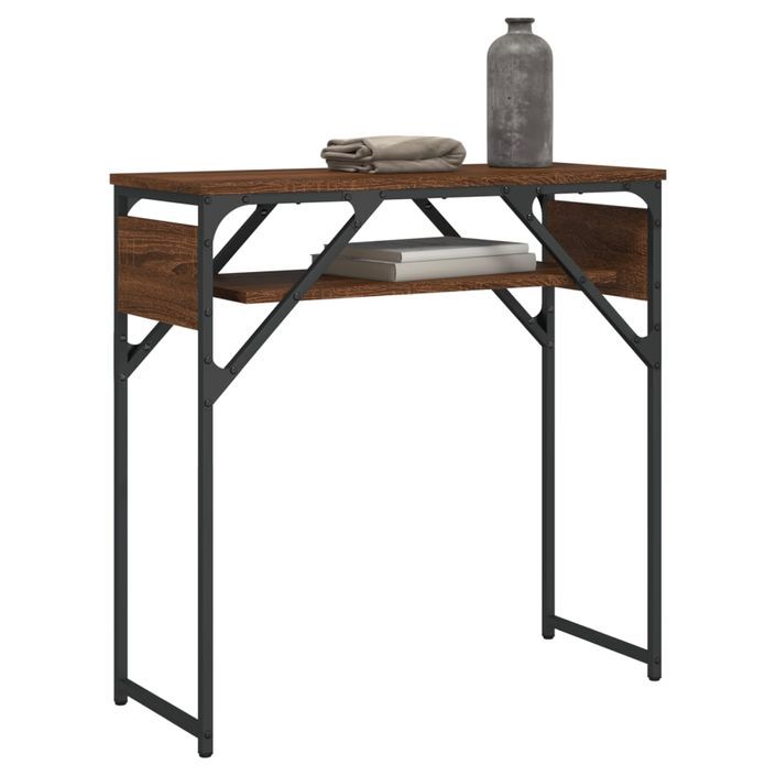 Table console avec étagère chêne marron 75x30x75 cm - Photo n°3