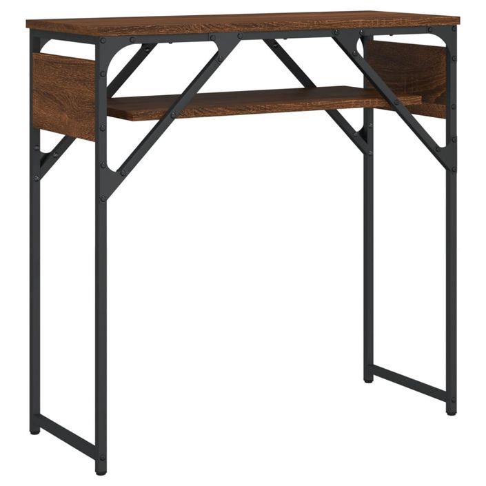 Table console avec étagère chêne marron 75x30x75 cm - Photo n°6