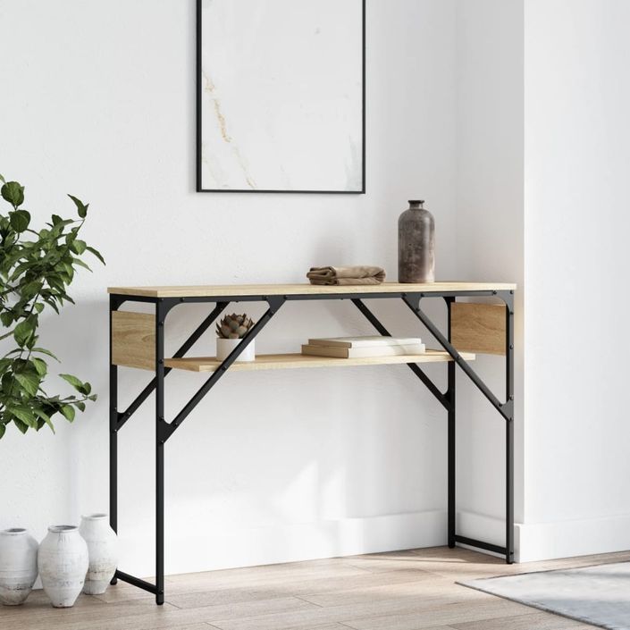 Table console avec étagère chêne sonoma 105x30x75 cm - Photo n°2