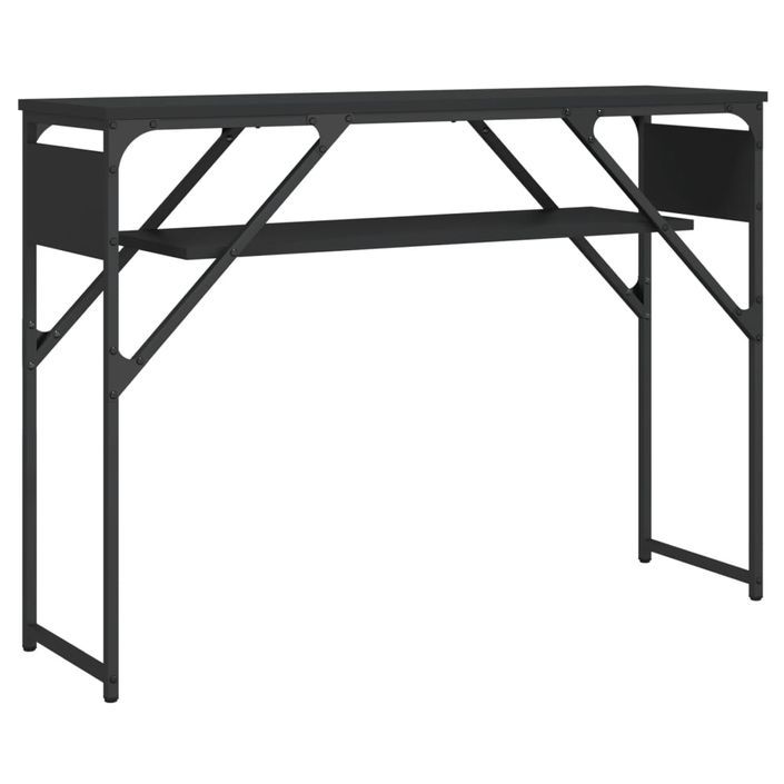 Table console avec étagère noir 105x30x75 cm bois d'ingénierie - Photo n°1