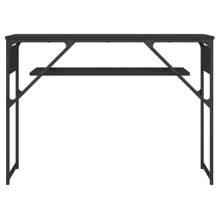 Table console avec étagère noir 105x30x75 cm bois d'ingénierie - Photo n°4