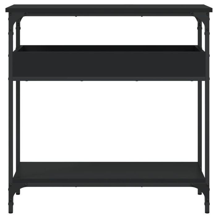 Table console avec étagère noir 75x29x75 cm bois d'ingénierie - Photo n°4
